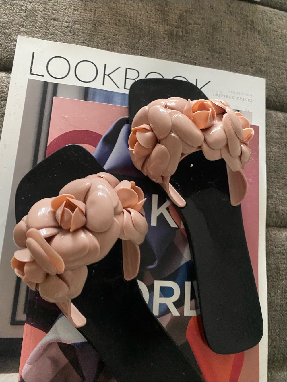 Pink Braided Flower Slide Sandals Chanel-ish